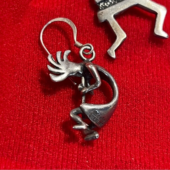Sterling Silver Kokopelli Masha Earings and Sterling Kokopelli pendant - Picture 2 of 4